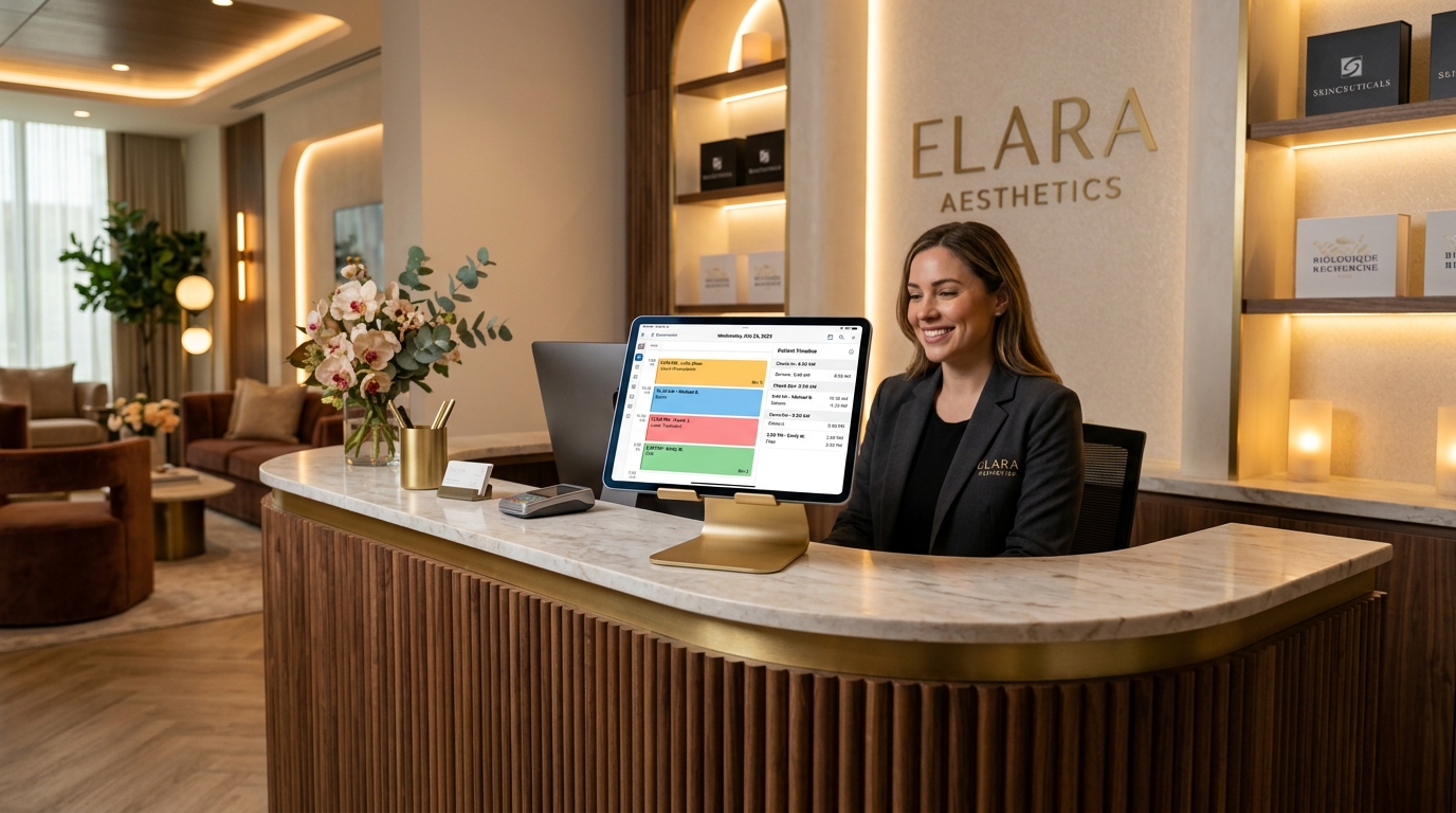 Recepción digitalizada y calendario en tablet